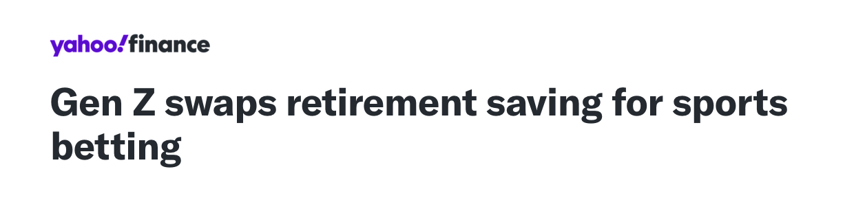 Yahoo Finance headline about Gen Z sports betting