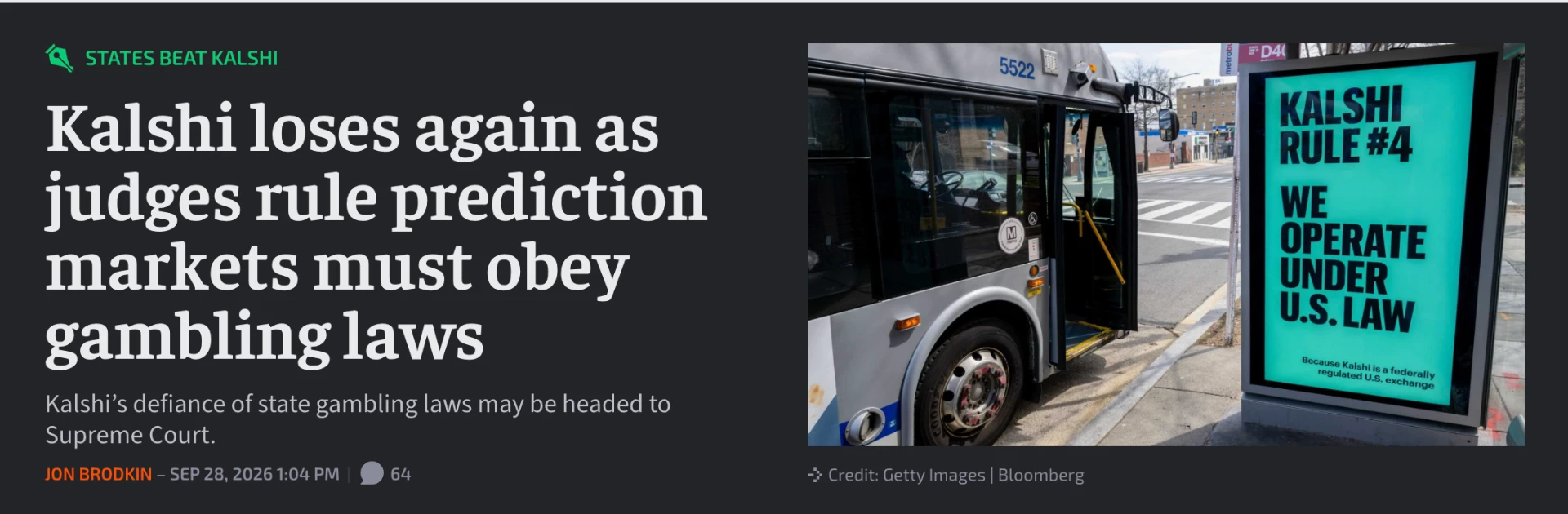 Headline about state gambling laws and prediction markets
