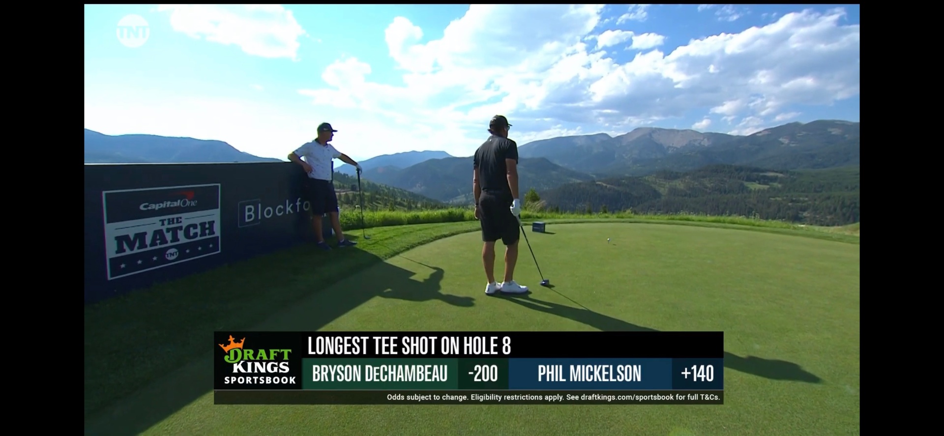DraftKings sportsbook overlay during The Match broadcast